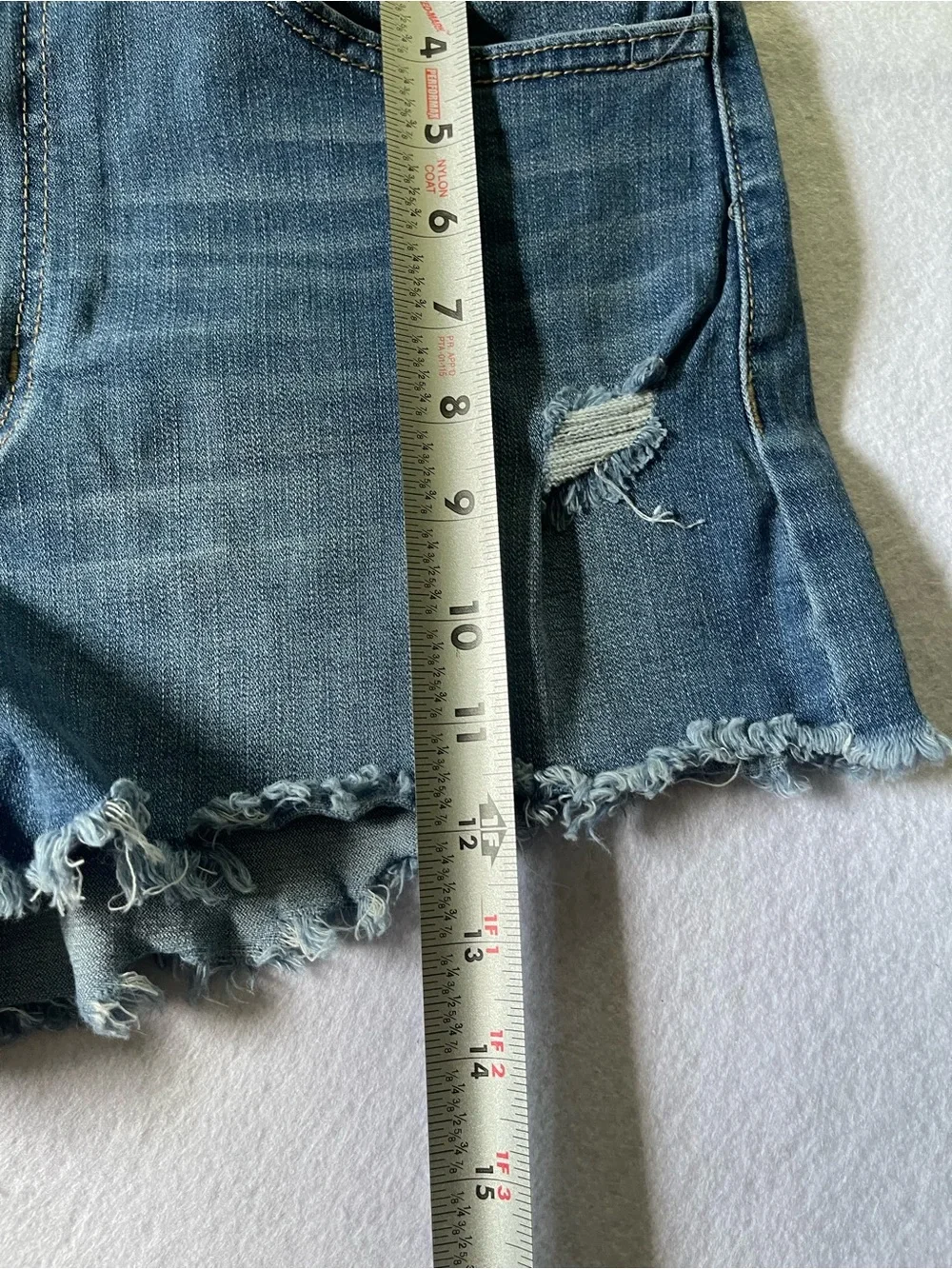 Rewash Raw Hem Distressed Denim Shorts - Blue